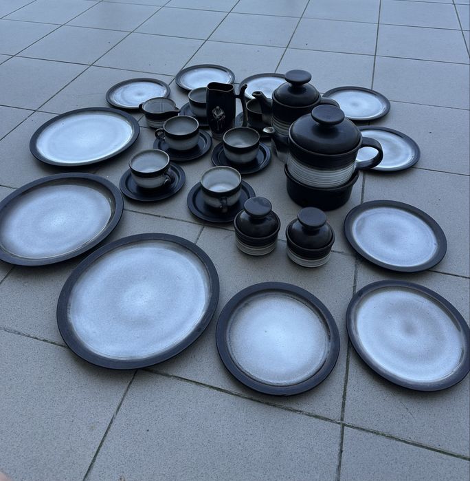 Zestaw Ceramano Steinzeug | Duży serwis kamionka Vintage 70s WGP