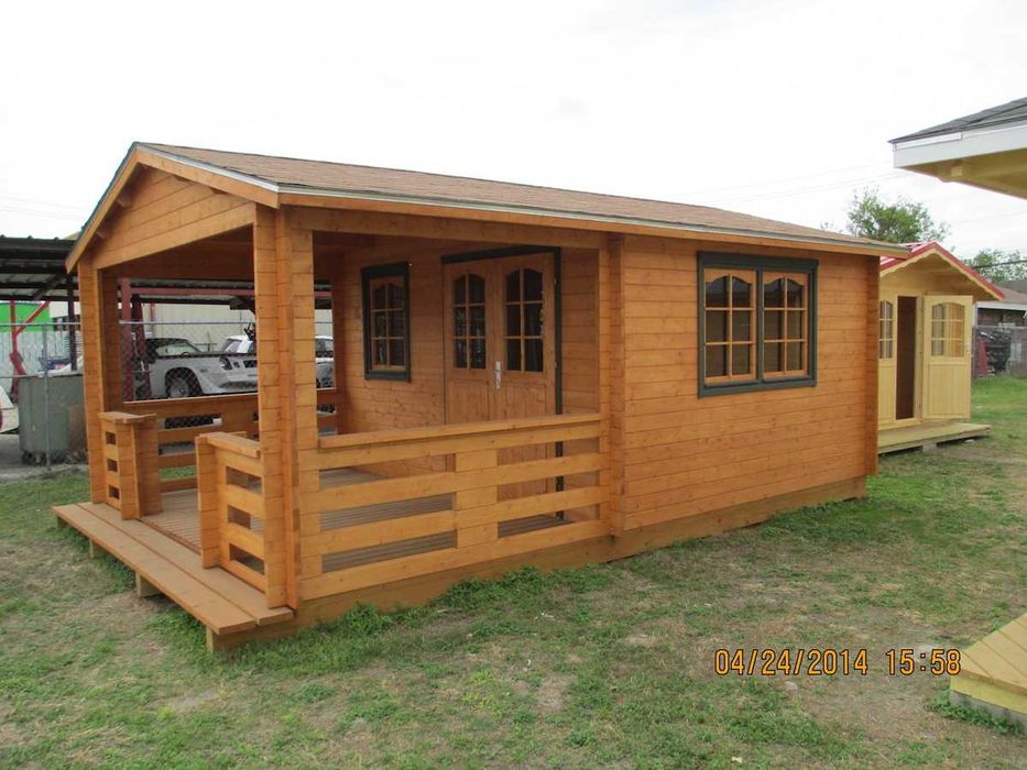Casinha de madeira diáfana de 23,8m2 com alpendre Modelo MONTANA