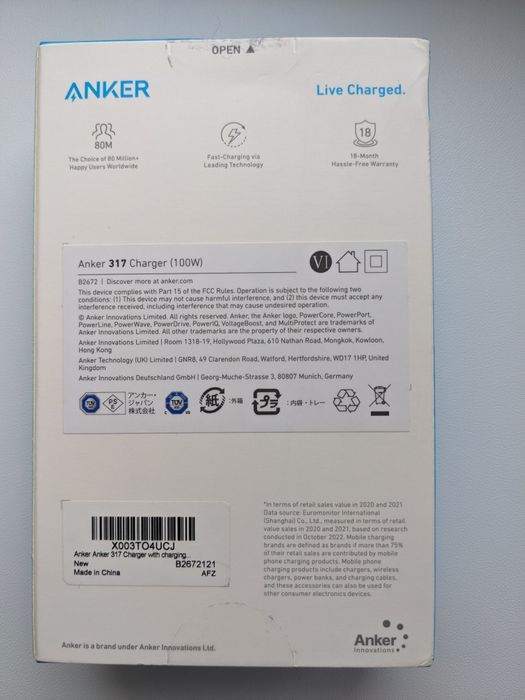 Блок живлення Mac book 100w зарядний пристрій anker