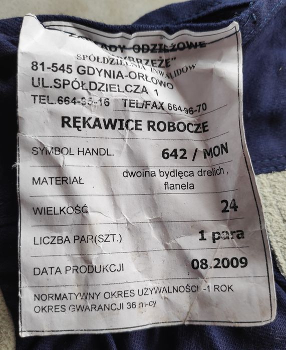 Rękawice Robocze wojskowe wzór 642 / MON