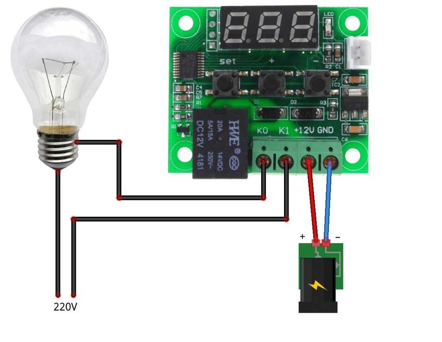 Термостат W1209 (12V 20A) Терморегулятор\Термореле Інкубатор,теплиця..