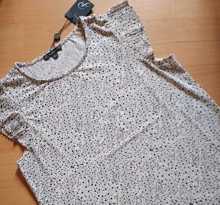 nowa bluzka krem w czarne kropki 40-L*Adrianna Papell*