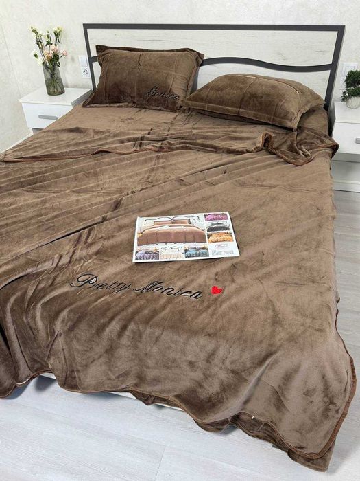 Велюрова постільна білизна Моніка Євро Тепла постільна білизна