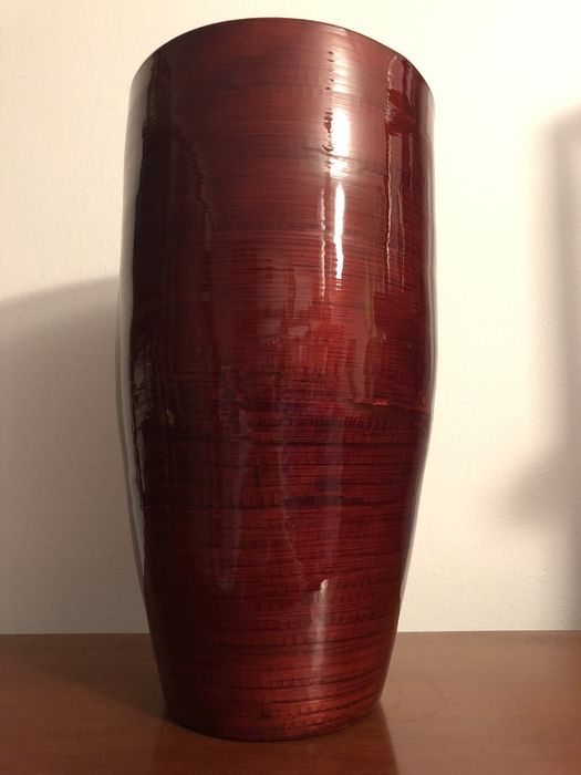 Świąteczny Decor wazon bordowy bambus lakierowany Vintage ikebana