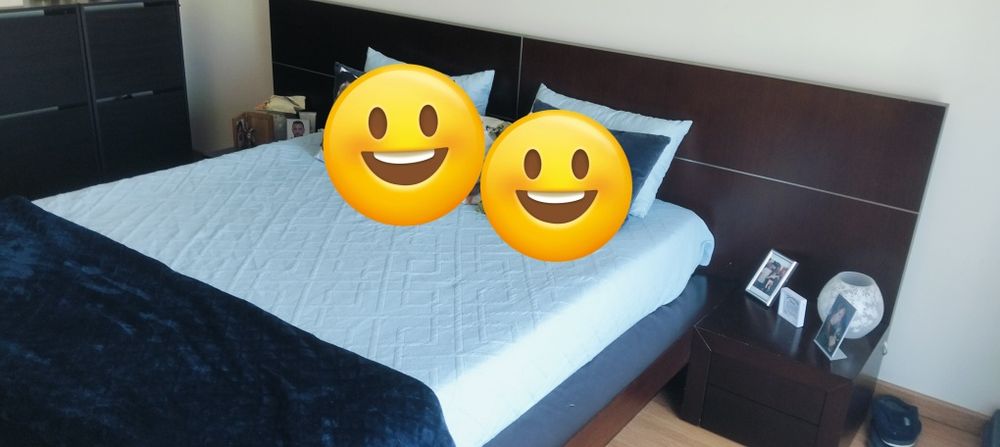 Cama casal mogno