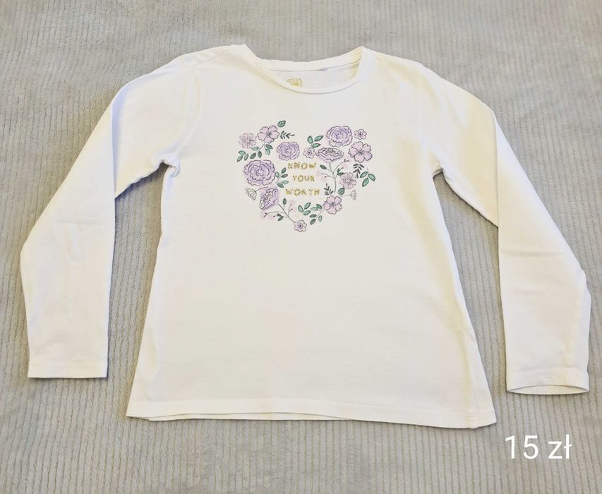 Bluzki zestaw 4 sztuk T-shirt 128 długi rękaw