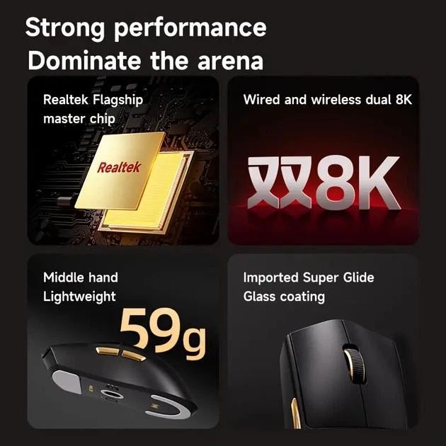 Mchose k7 ultra бездротова 8k мишка PAW 3950