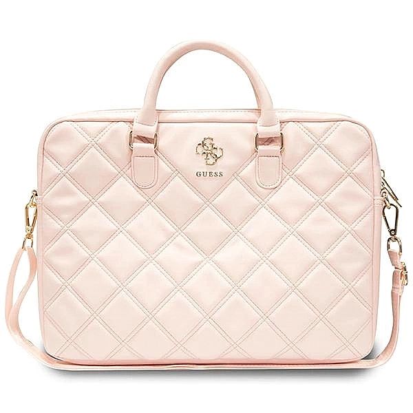 Torba Guess Quilted 4G na laptopa 16" - różowa