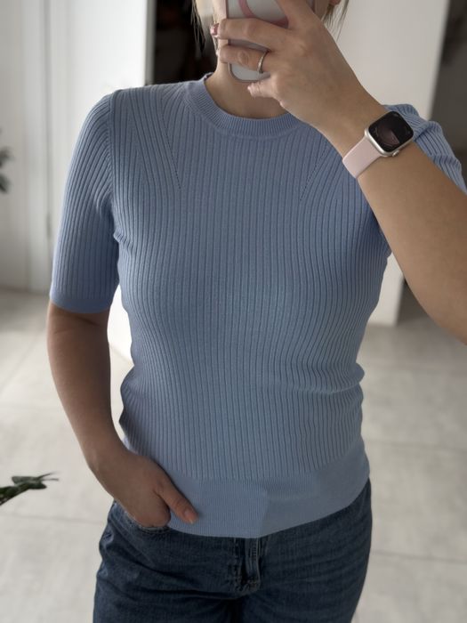 Футболка  вязана, джемпер з коротким рукавом, реглан лонг блузка