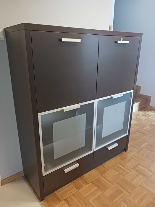 Szafka, komoda, witryna brąz - wys.140, szer.122, gł.40cm - stylowe