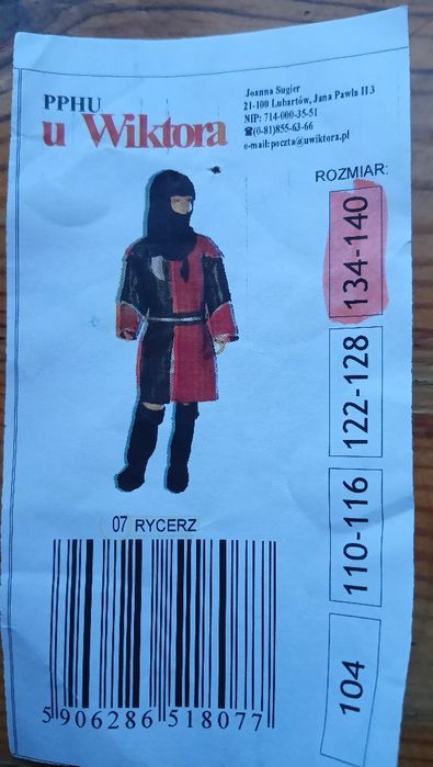 Strój rycerza na przebranie