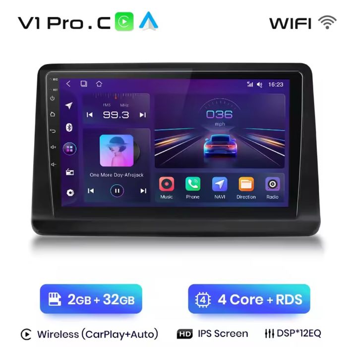 Rádio 9" Android Mitsubishi Pajero de 1991 a 2014 Carplay GPS 2/32GB