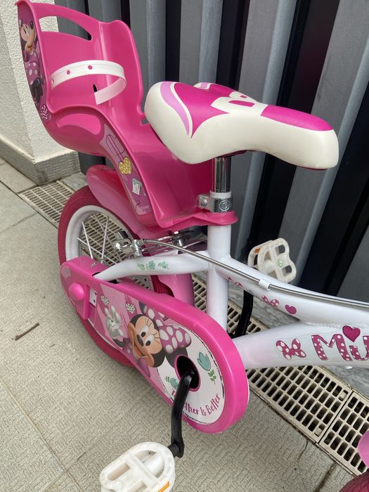 Bicicleta Disney Minnie 12" (3-5 Anos) - Como Nova, Cesto e Rodinhas