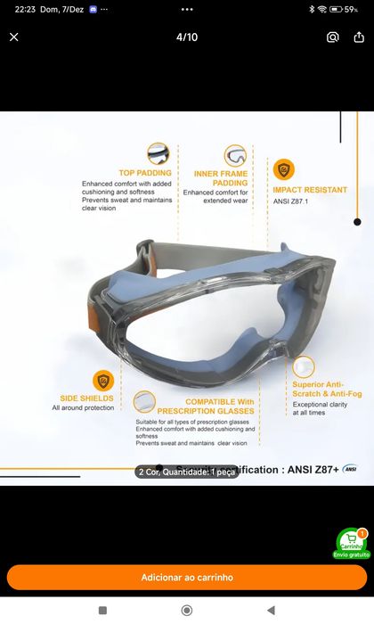 Óculos de protecção novos conjunto 5 eur