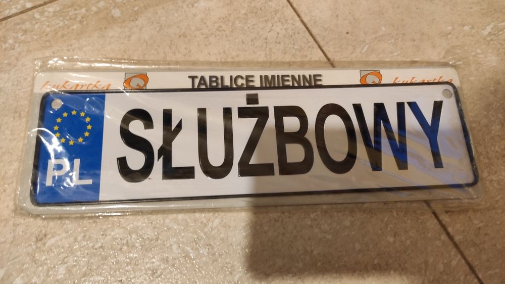 Tablica rejestracyjna metalowa Służbowy do wózka lub roweru NOWA