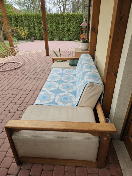 Kanapa jasna cała skórzana