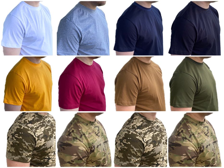 Опт 5шт/роздріб 46-66. Футболка чоловіча чорна біла синя сіра, мужская