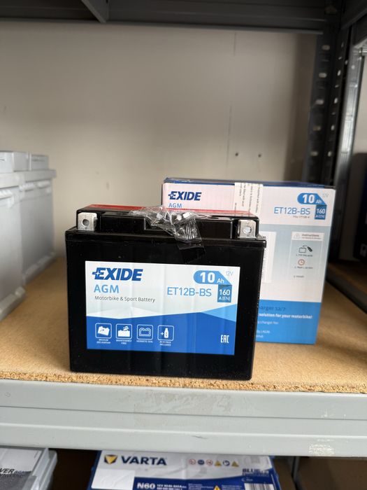 Akumulator motocyklowy EXIDE ET12B-BS YT12B-BS 12V 10Ah 160A EN L+