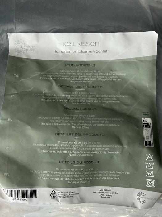 Poduszka klinowa Well B4 do łózka i na kanapę