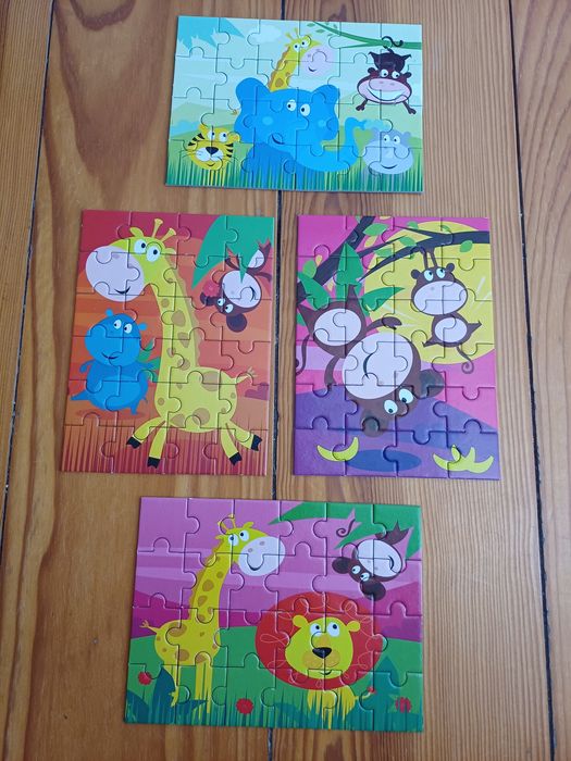 4 Puzzles coloridos 24 peças de animais