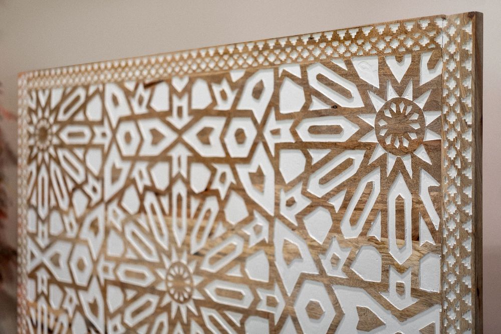 łóżko rama drewno mango rzeźbione bielone boho rustykalne 180x200