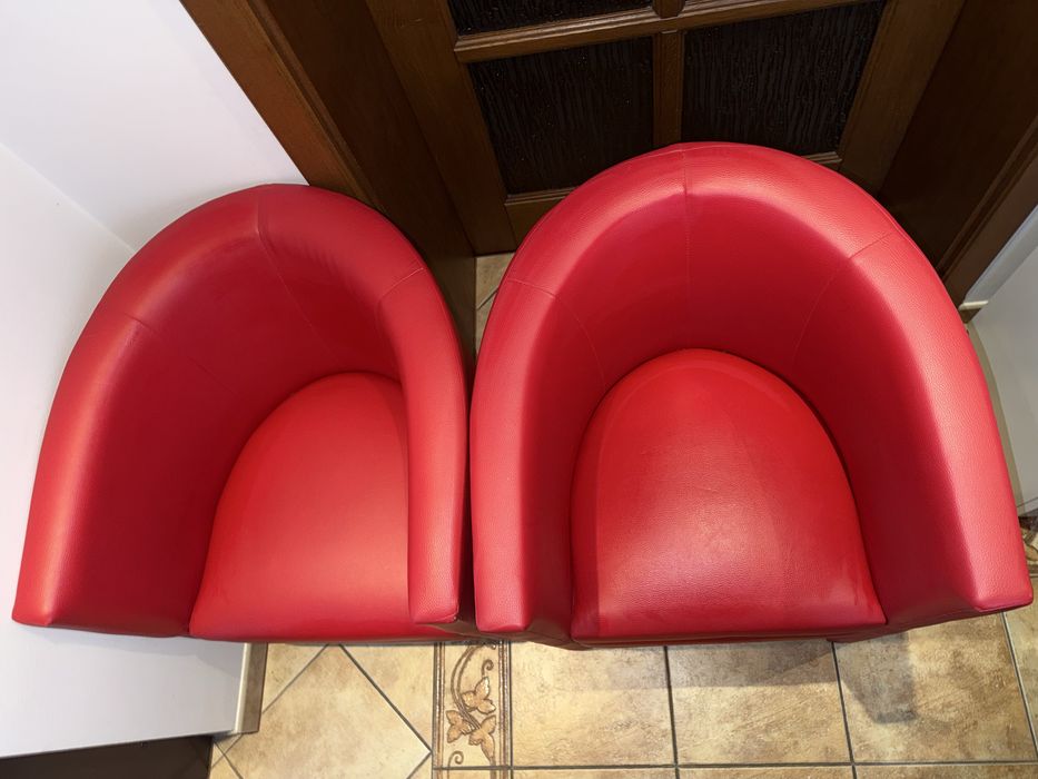 Fotele kubełkowe czerwone ekoskóra