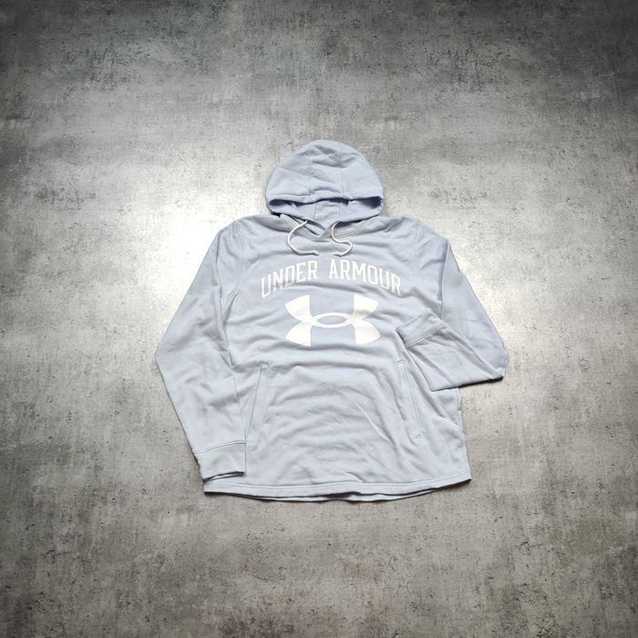 MĘSKA Bluza z Kapturem PREMIUM Błękitna Duże Logo Under Armour Active