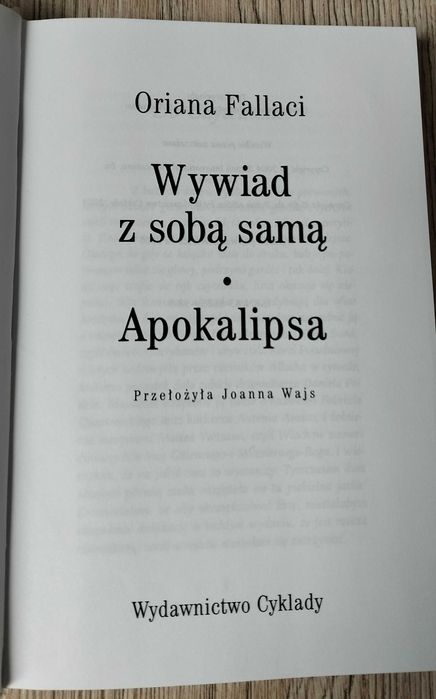 Oriana Fallaci Wywiad z sobą samą. Apokalipsa.