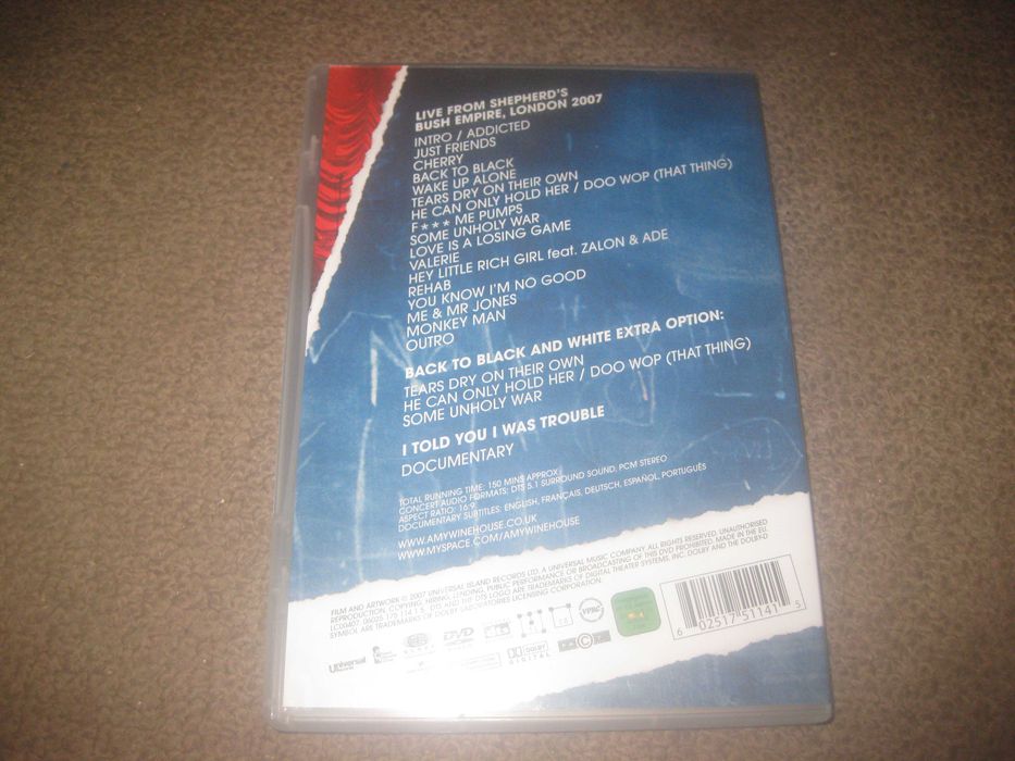 DVD da Amy Winehouse "I Told You I Was trouble: Live In London"