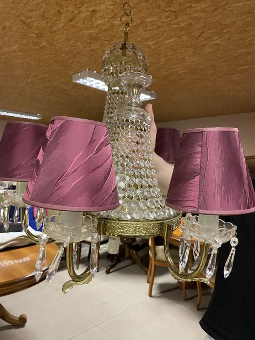 Przepiekny Żyrandol (dostepne 2) Kryształowy Mosiężny Kinkiety Cudo