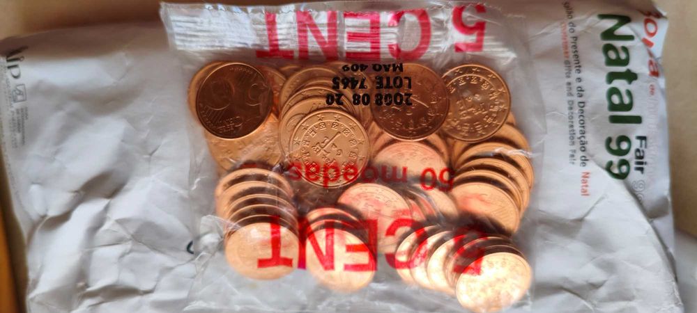 Moedas em  rolos  e sacos portugal
