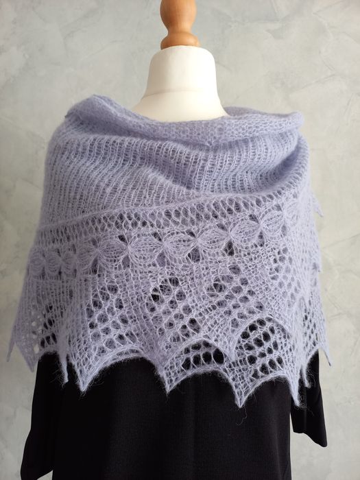 Chusta z alpaki i jedwabiu ręcznie robiona na drutach