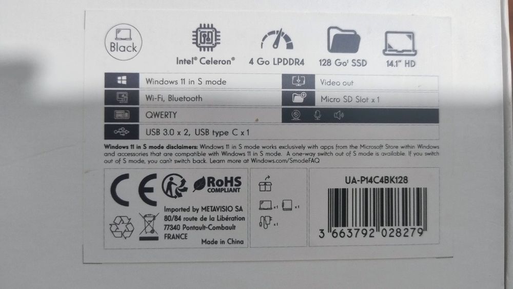 Продам Новий ноутбук Thomson NEO 14  UA-P14C4BK128 — 14,1", 4 ГБ RAM, SSD 128 ГБ