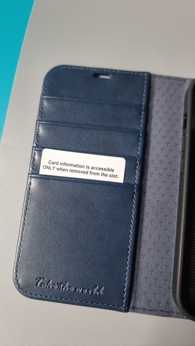 Etui Portfelowe do iPhone 15  6,1 granatowy, RFID