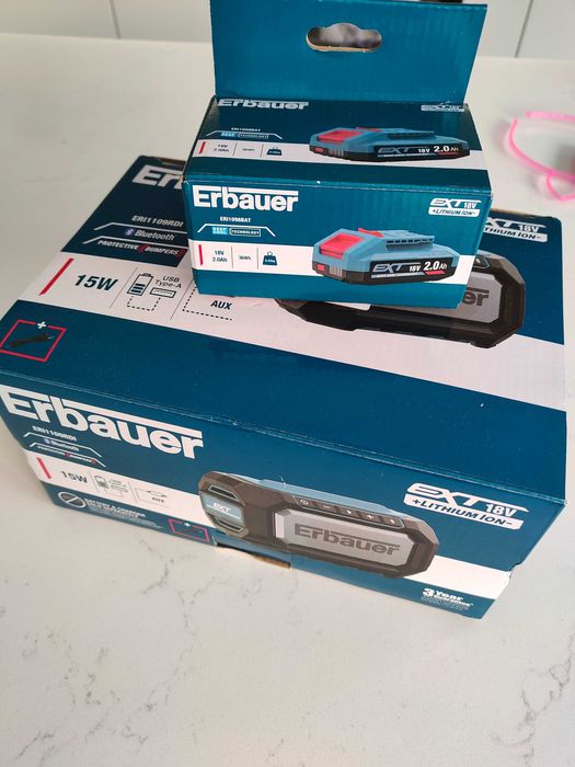 Głośnik Bluetooth Erbauer G2 18V plus akumulator 18V 2Ah