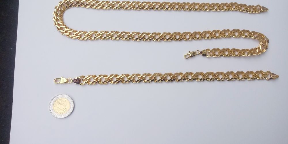 Złoty łańcuszek, pozłacany łańcuszek, męski łańcuszek, Rombo,750, logo