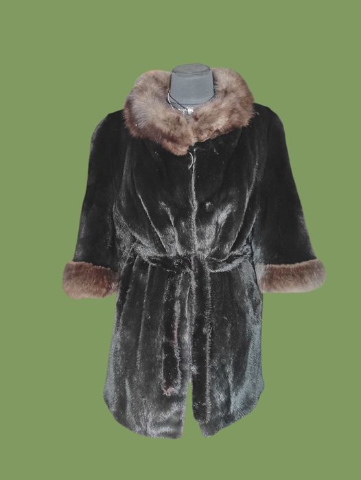 Ог 106см. Норковая шуба с соболем.  Натуральная шуба