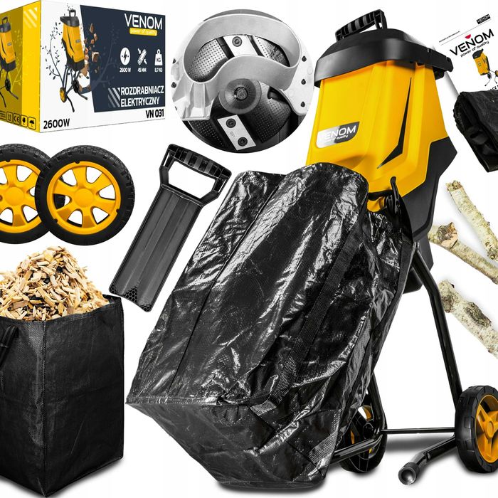 Садовий подрібнювач гілок Venom 2600 Вт 45мм Шредер Измельчитель веток