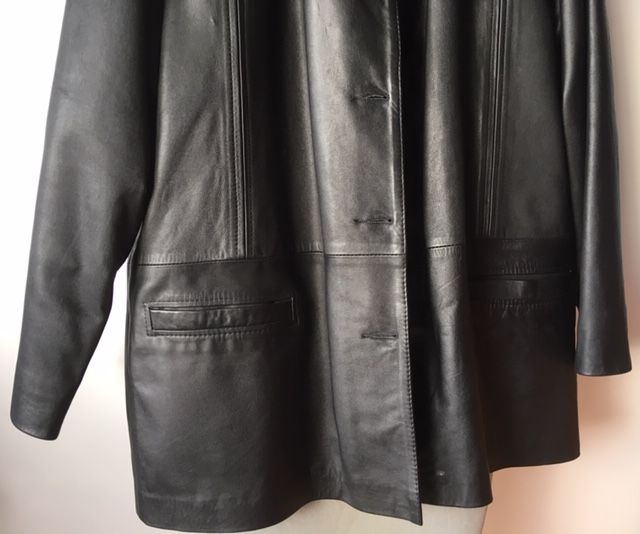 NOWA damska kurtka z prawdziwej czarnej skóry, rozm. XXL (48/50)