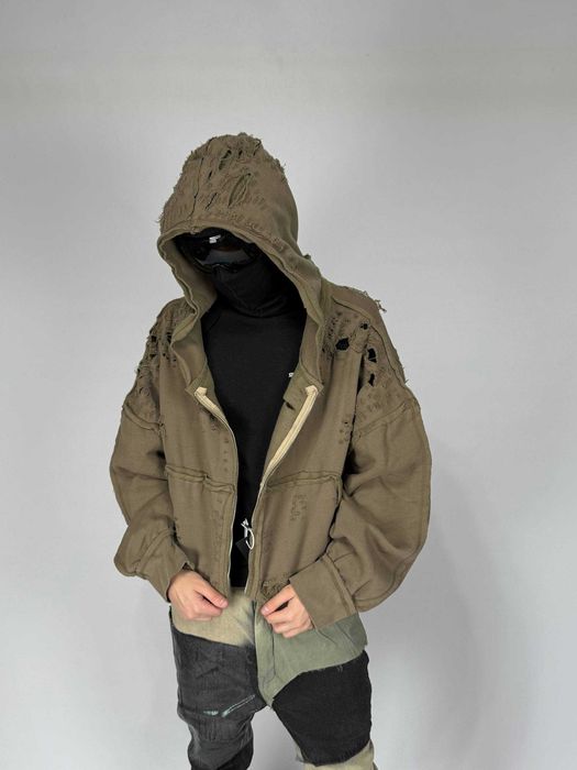 Худі Latui Atelier zip худи зіпка коричнева зипка кофта distressed