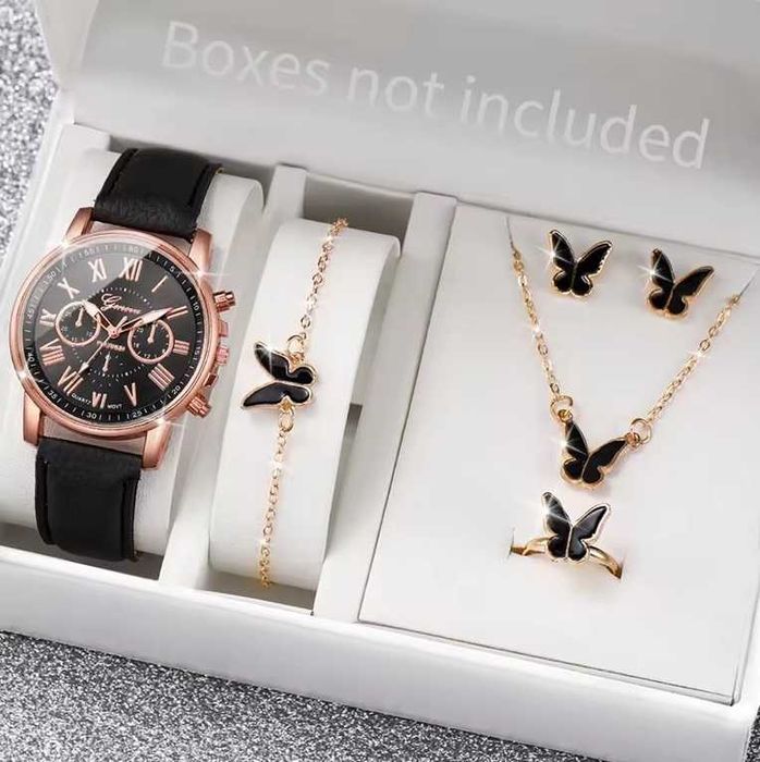 Conjunto de Relógio/Pulseira/Brincos/Colar/Anel