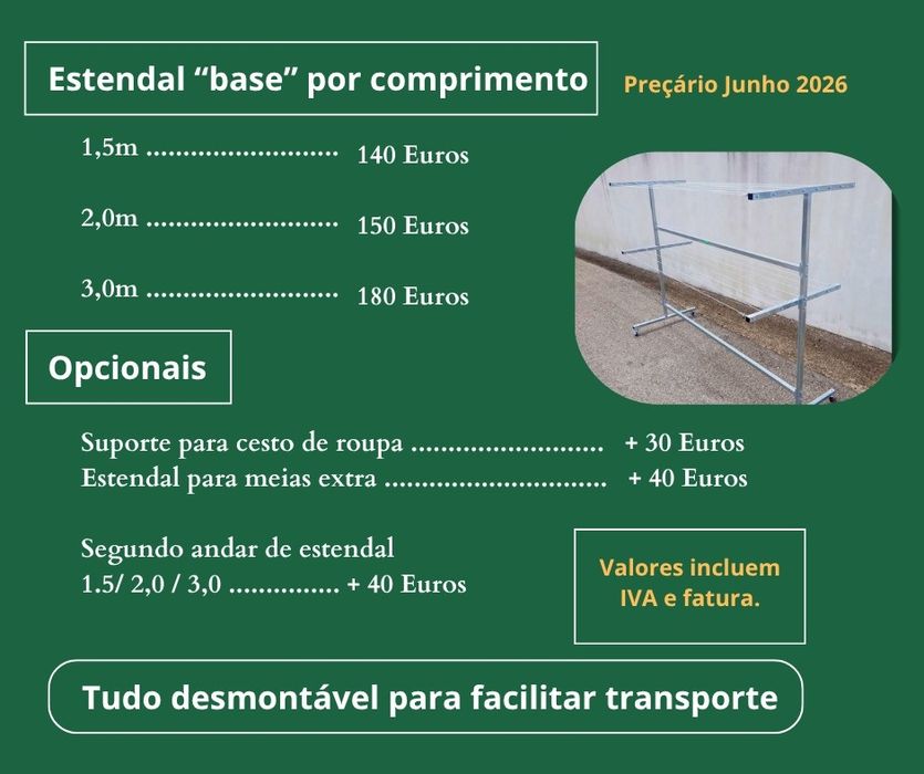 Estendal de roupa em Tubo galvanizado
