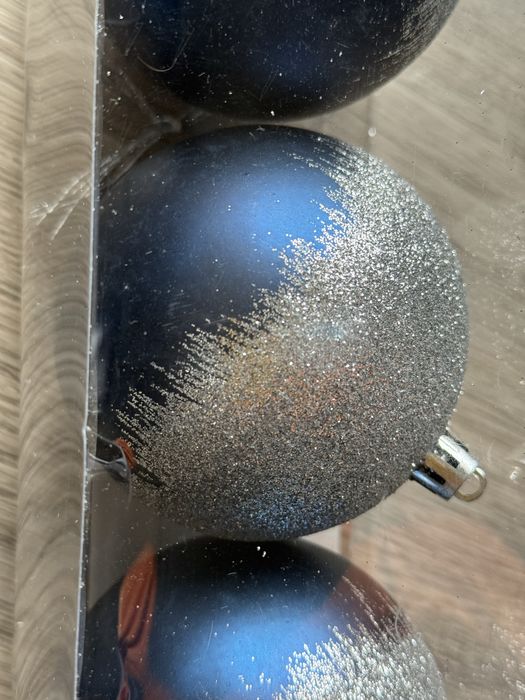 Conjunto 3 bolas Natal azul purpurina