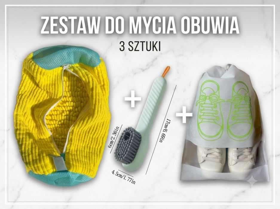 Zestaw do Mycia Obuwia 3w1 – Worek, Szczotka, Torba
