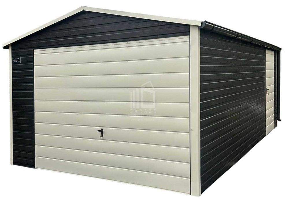 Garaż Blaszany 3,5X5M Brama Uchylna Drzwi Drewnopodobny Rynny  Id923