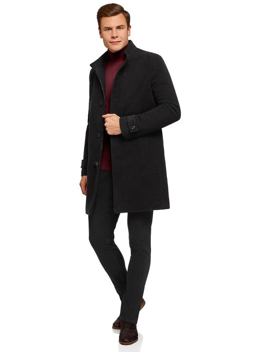 Чорне чоловіче пальто Oodji