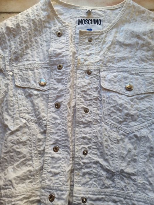 Casaco Moschino Branco Lantejoulas