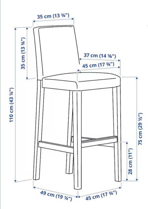 Banco alto c/encosto, preto/Gunnared Ikea cinz, 75 cm
