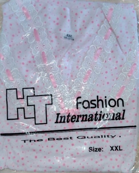 Nowa koszula nocna długa plus size 44 XXL bawełna koronka różowa biała