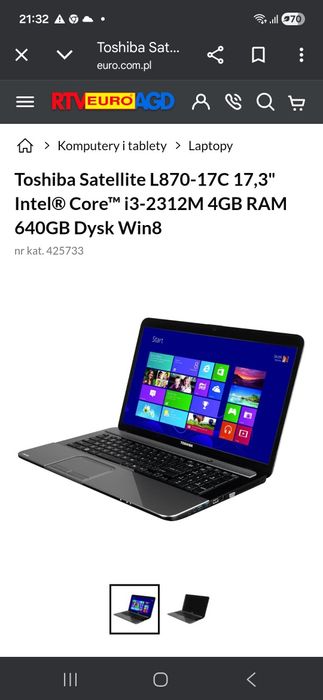 Laptop Toshiba Satellite L870-17C 17,3